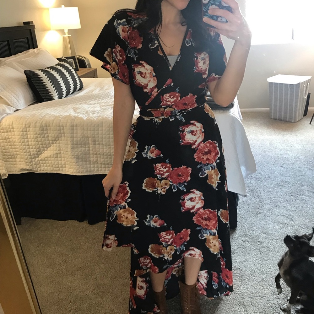 Floral hi lo maxi dress